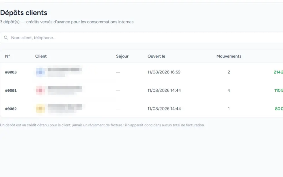 Écran Dépôts d'Afrihost