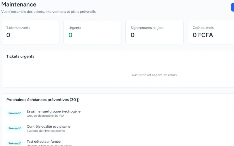 Écran Maintenance d'Afrihost