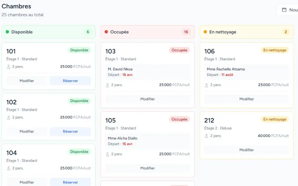 Écran Réception d'Afrihost